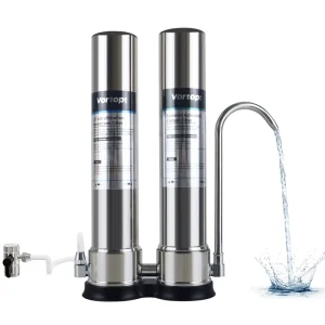 304 Stainless Steel Commercial Food Grade Countertop Water Filter with Activated Carbon for Household Use Manual Operation