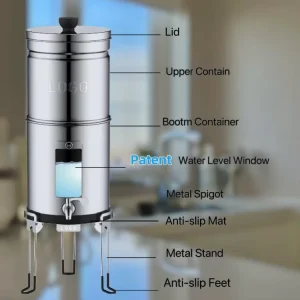 304 Stainless Steel Countertop Gravity-Fed Water Filter System