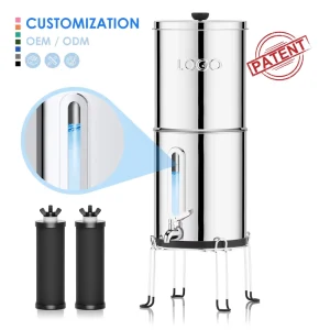 304 Stainless Steel Countertop Gravity Fed Water Filter with Fluoride Removal 2.25 Gallons