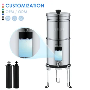 304 Stainless Steel Countertop Gravity Water Filter with Water Level Window and Fluoride Removal
