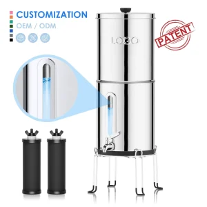304 Stainless Steel Gravity-Fed RV and Outdoor 3-Stage Countertop Water Filtration System 3.25 Gallons