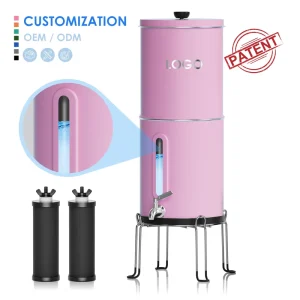 304 Stainless Steel Gravity Water Filter System Removes Microplastics Chlorine 2.25 Gallons Countertop for Household Outdoor Use