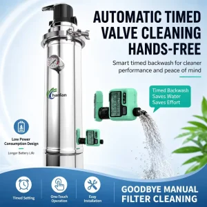 304 Stainless Steel UF Water Purifier 0.01 Micron PVDF Membrane Runxin Automatic Control Valve Whole House Filter