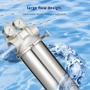 316 Stainless Steel Outdoor Commercial Household Whole House Well Water Pre-filter 15-25 T/H Flow Rate 40 Micron Filtration