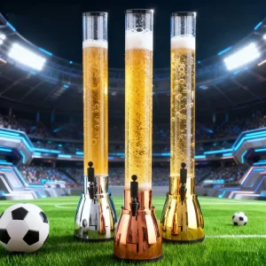 3L 100oz Silver Beer Tower Dispenser with Blue Ice Tube