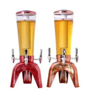 3L Commercial Beer Tower with Ice Core Column, Portable Cold Drink Dispenser, Food-Grade, LED Light