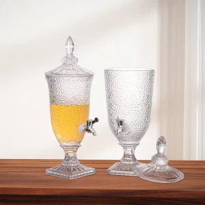 3L Glassware Water Pitcher Water Dispenser Glass Beverage Drink Dispensers for Juice Wine Kombucha and Cold Drinks