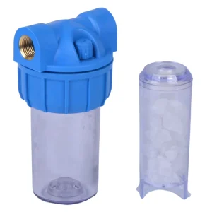 4″ Mini PP Manual Water Filter Housing with Siliphos Ball Filter Cartridge for RV Outdoor and Car Use