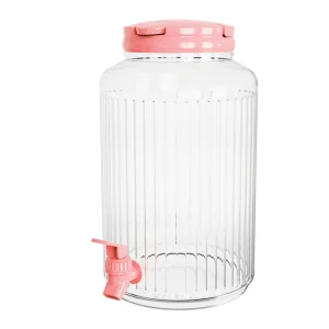 4.4L Pink Clear Plastic Drink Dispenser 1 Gallon with Spigot for Juice Tea