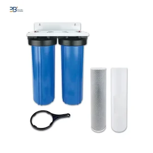4.5″*20″ Big Blue 2 Stage Whole House Water Filter System for Sediment Chlorine & Chemical Reduction Sediment + Carbon