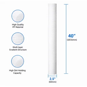 40 Inch PP Sediment Filter Cartridge 5 Micron Melt-Blown Depth Filter for Water Treatment