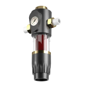 40 Micron 316L Stainless Steel Mesh Backwash Spin-Down System Lead-Free Brass Whole House Water Prefilter with Pressure Gauge