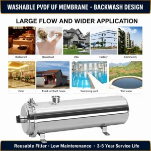 4000L 6000L 8000L PVDF Uf Membrane Stainless Steel 304 Tankless Whole House Outdoor Drinking Water Filter System Water Purifier