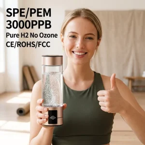 400ml Glass Hydrogen Water Bottle Generator SPE PEM 3000PPB High PPB Portable Hydrogen Water Ionizer Maker H2 Cup