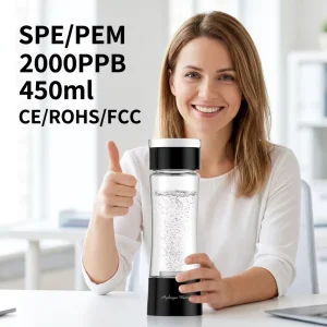 450ml Hydrogen Water Bottle 2000PPB SPE PEM Technology Portable Hydrogen Water Generator Factory