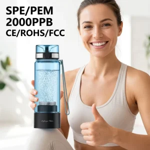 450ml SPE PEM Hydrogen-Rich Water Bottle Generator 2000ppb Portable H2 Ionizer BPA-Free CE