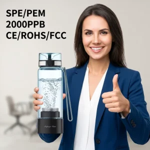 450ml SPE PEM Hydrogen Water Bottle 2000ppb Molecular H2 Water Generator Ionizer BPA-Free