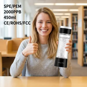 450ml SPE PEM Hydrogen Water Bottle Generator 2000PPB Portable Hydrogen Water Ionizer