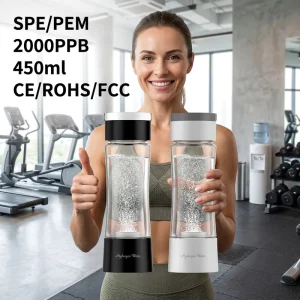 450ml SPE PEM Hydrogen Water Bottle Generator 2000ppb Hydrogen Water Ionizer