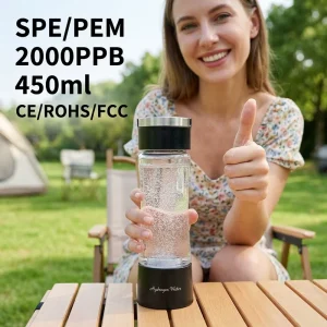 450ml SPE PEM Hydrogen Water Bottle Generator 2000ppb Hydrogen Water Ionizer CE