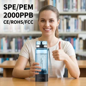 450ml SPE PEM Hydrogen Water Ionizer Bottle 2000ppb Hydrogen Water Generator Rechargeable