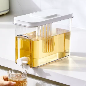 4L 1 Gallon Plastic Drink Dispenser Tea Juice Water Jug with Filter Spigot for Refrigerator