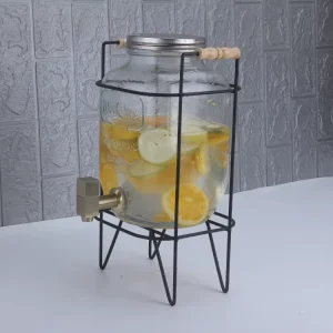4L 5L 8L Leak-Proof Glass Beverage Water Dispenser with Ice Bottle