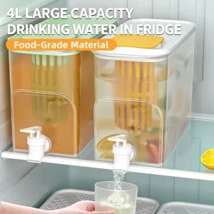 4L Beverage Dispenser with Spigot for Fridge Storage and Drinking Water