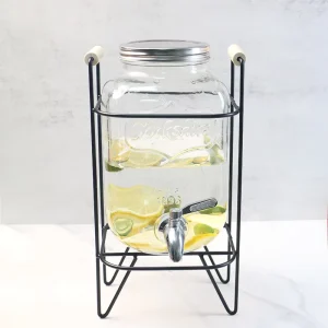 4L Glass Drink Dispenser with Tap, Lid and Faucet