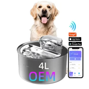 4L Portable Automatic Stainless Steel Water Fountain for Dogs and Cats
