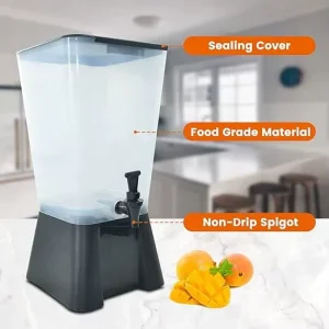 5 Gallon Drink Dispenser with Spigot, Juice Dispenser for Parties, Black Base