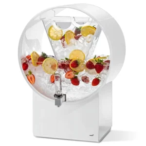 5-Gallon White Round Acrylic Beverage Dispenser for Family Gatherings, Restaurants, Outdoor Use, and Camping