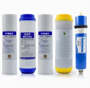 5-Piece Reverse Osmosis Electric Water Dispenser Replacement Filter Cartridge Set, 800 GPD Carbon Block, for Home and Hotel Use