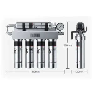 5 Stage Manual Home Water Purification System Ultrafiltration Water Filter Activated Carbon Tankless Design 90L Capacity