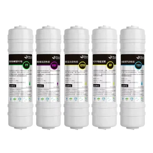 5-Stage RO Inline Alkaline Water Filter, T33 PPF CTO UF PP CTO, for Water Dispensers