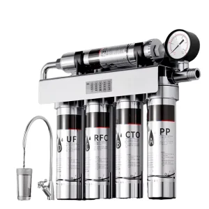 5-Stage Stainless Steel Reverse Osmosis Water Purifier System with Activated Carbon and Ultrafiltration Filter for Household Use