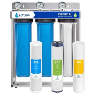 5 Stage Whole House Water Filter System Heavy Duty 800 GPD Flow Rate Coconut Shell Carbon Reduces Water