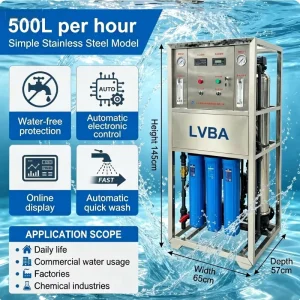 500 LPH Household Drinking Water Treatment Machinery Reverse Osmosis Filtration System