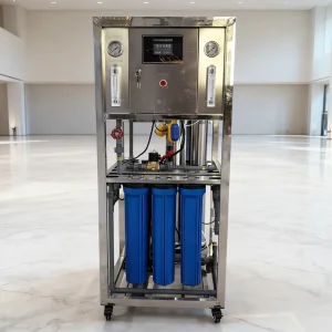 500L Hour RO Water Treatment System with Softening & Filtration 220V Pump PLC Control 1 kW Power PP Housing