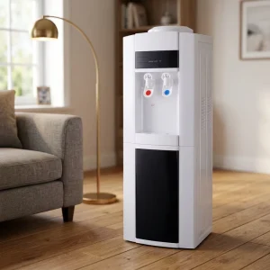 500W Electric Plastic Top Load Water Dispenser Stand 3 Temperature Settings Hot Cold Normal Child Lock for Household and Hotel Use