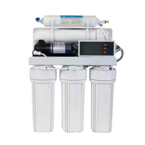 50GPD LCD Pumped Undersink Whole House 5-Stage Reverse Osmosis Water Filter System with Self-Cleaning for Household & Hotel Use