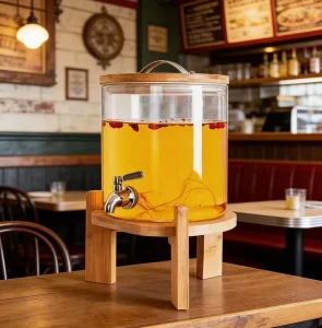 5L 7.5L 10L High-Borosilicate Glass Water and Juice Beverage Dispenser with Bamboo Lid and Tap