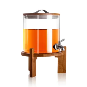 5L 8L 10L High Borosilicate Glass Drink Beverage Juice Water Dispenser Fermentation Tank Container with Tap and Bamboo Lip