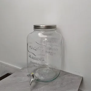 5L Mason Jar Glass Drink Beverage Dispenser with Tap Modern Kitchen Juice Server for Party Large Volume Glass Carboy