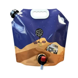 5L Portable Water Juice Wine Beverage Packaging Plastic Dispenser Valve Stand-Up Spout Pouch with Screw Caps