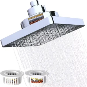 6-Stage Filter High Pressure Rain Shower Head Chlorine Removal Wide Angle 6 Inch Filtered Rainfall Showerhead Low Water Pressure