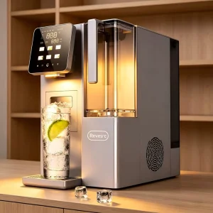 6 in 1 Desktop RO Water Purifier with Ice Maker Hot Cold Water Dispenser 7 Stage Filtration TDS Display for Household RV Use