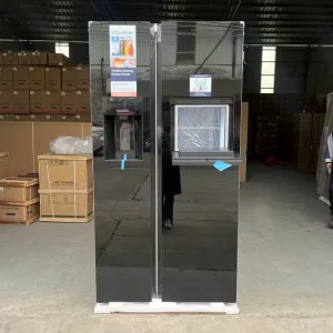 600L Large-Capacity Frost-Free Refrigerator with Ice Maker, Water Dispenser, and Small Bar Counter for Family Use