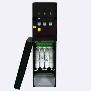 600a Refrigerant Floor-Standing Black Water Dispenser with Hot and Cold Water, Water Filter PP+GAC+UF+T33