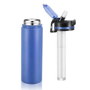 650ml/1000ml Stainless Steel Water Bottle, Portable Outdoor Adventure Filter with Activated Carbon Purifier